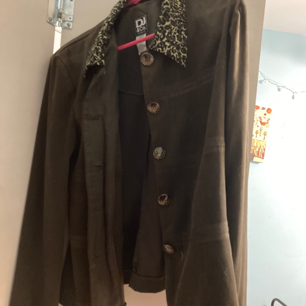 Jacket/blouse green cheetah print shirt fancy